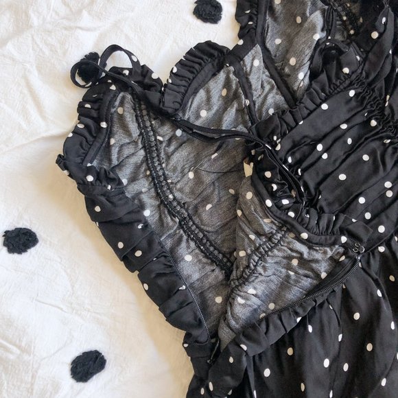 Maje Renota Polka-Dot Ruched Satin Mini Dress - Picture 8 of 10